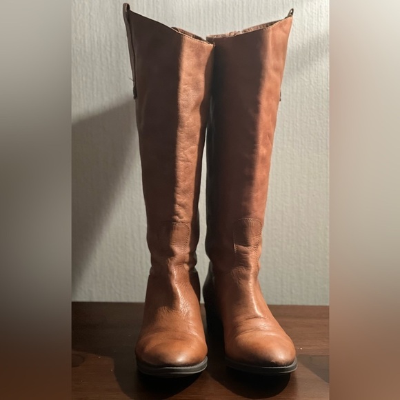 SAM EDELMAN  Penny Whiskey Brown Leather Zip Riding Boots Womens Size 9M - Picture 2 of 15